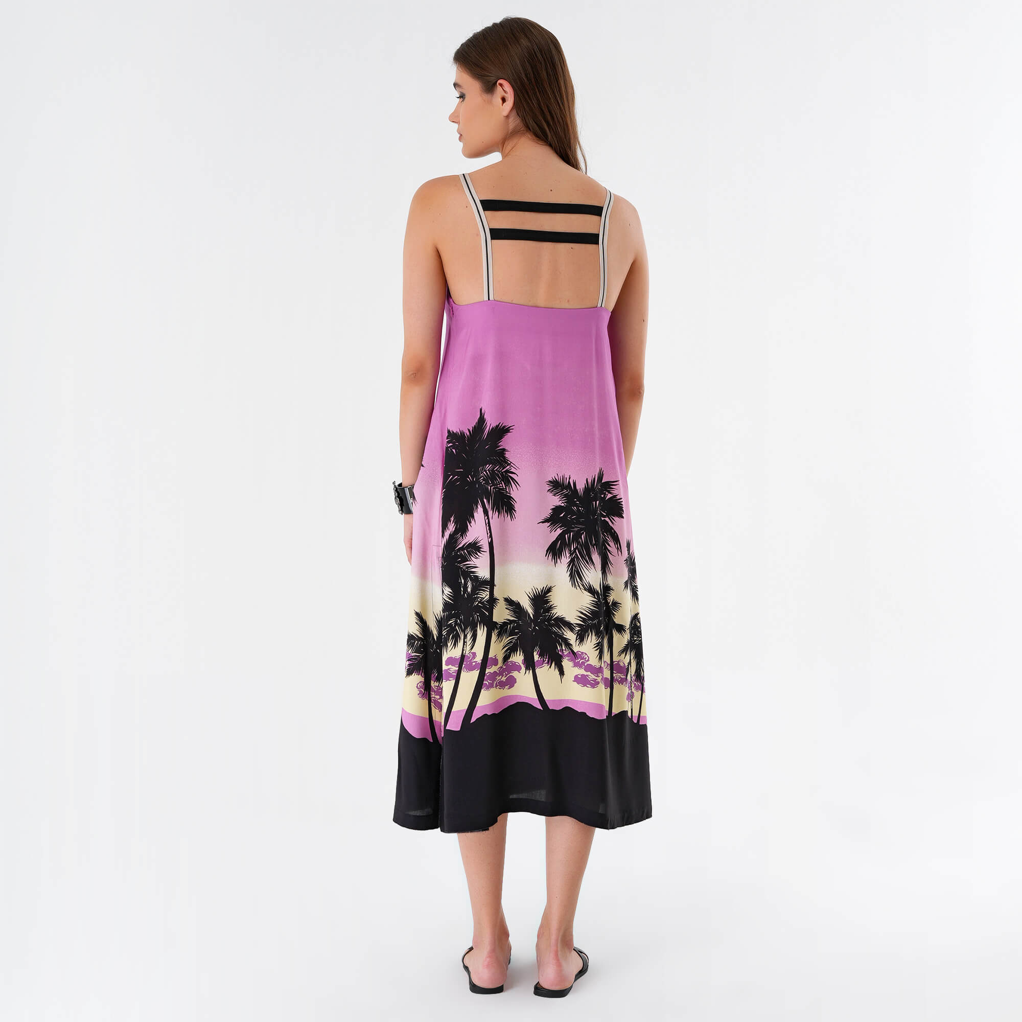 Palm Angels - Multicolor Sunset Print Midi Dress IT44